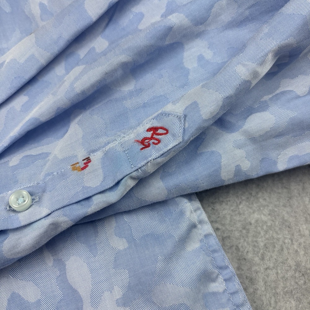 Robert Graham Shirt Mens Medium Blue Camo Geometric Button Up Lightweight Cotton - Picture 3 of 8